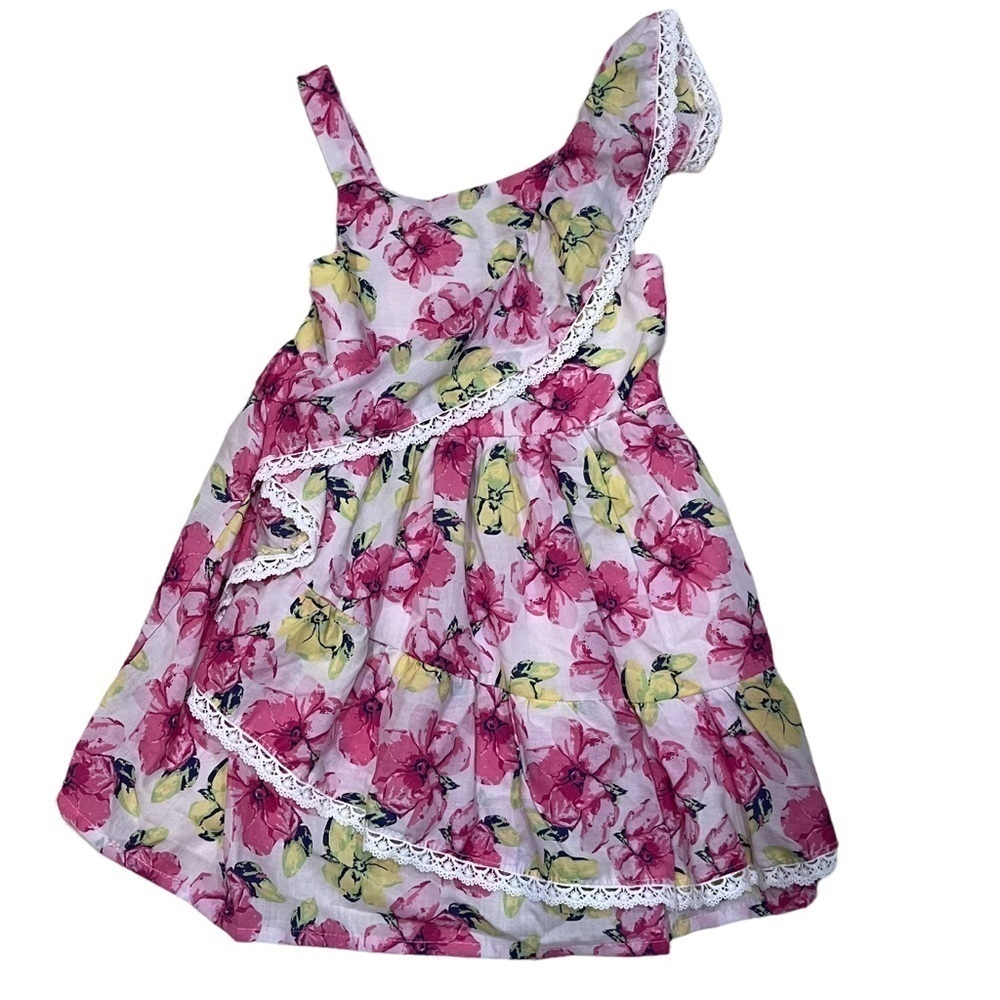 NEW Nicole Miller Pink, Yellow, & White Floral Ruffled Sundress Sz 6X